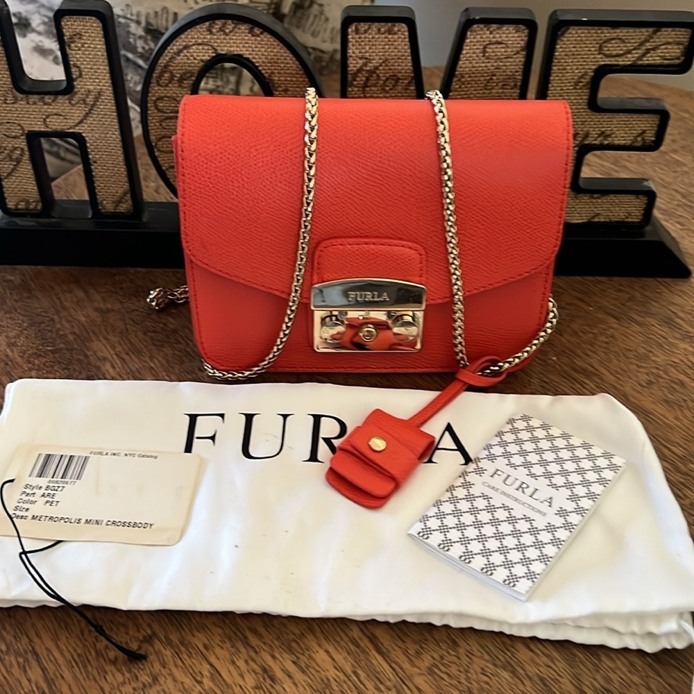 Furla Metropolis Mini Crossbody Bag – Coral Red – NWT - Picture 4 of 7